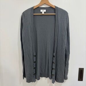 LOFT gray long-sleeve cardigan sweater with rhinestone embellishments size M